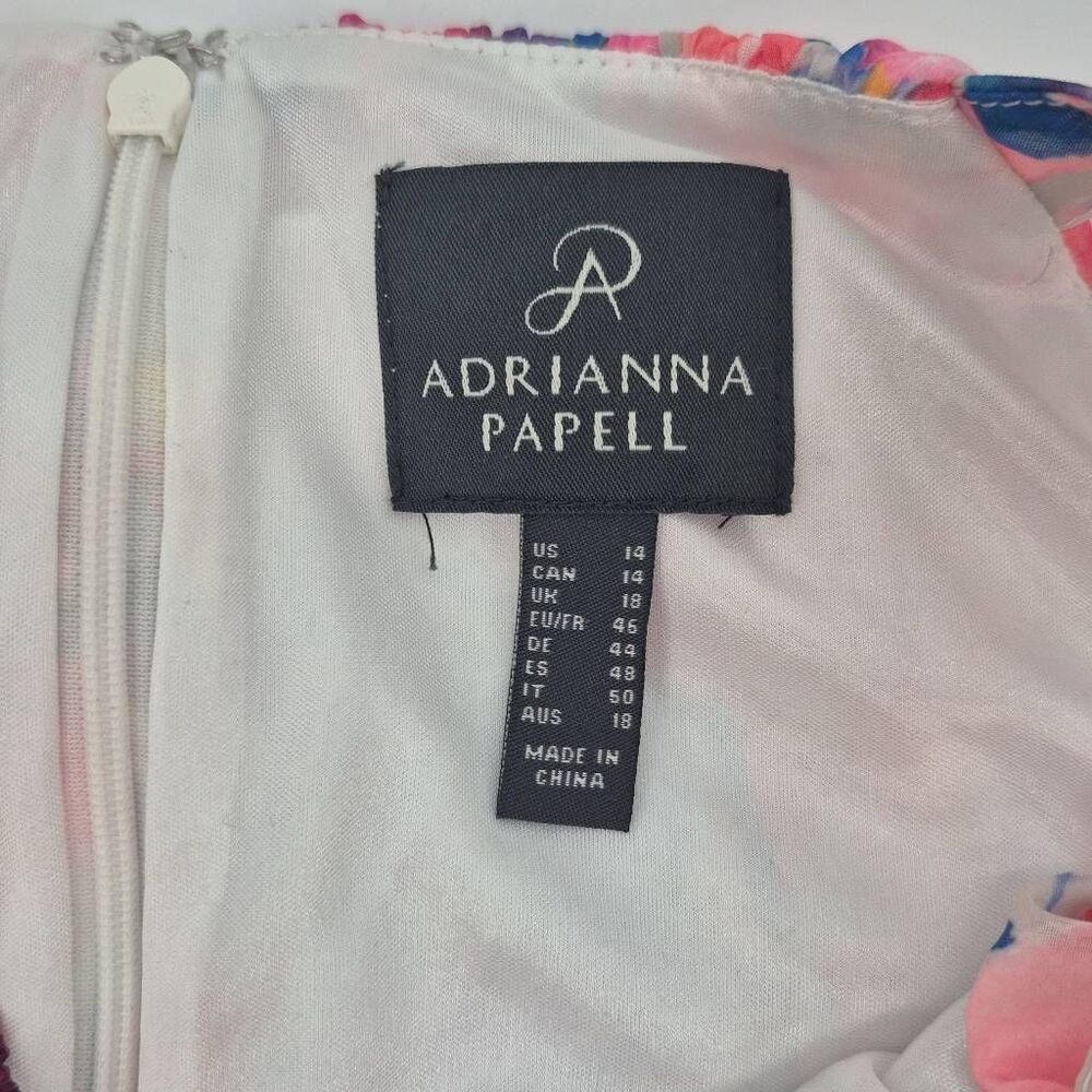 Adrianna Papell Floral Chiffon Maxi Dress Twist Front Size 14 - Picture 5 of 10